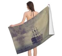Liulannq Old Pirate Ship In The Sea Serviette de bain absorbante en microfibre