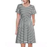 Liulannq Optical Spin Illusion Robe à manches courtes pour femme, Noir , L-8XL