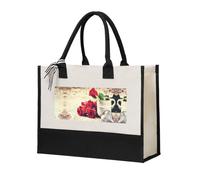 Liulannq Red Rose Flowers Sac à main élégant pour femme avec coutures en toile
