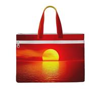 Liulannq Red Sun Sacs à main en toile portables pour bureau et affaires, kits d'étude, sacs de rangement, super durables.