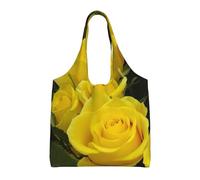 Liulannq Sac à main en toile à une épaule avec roses jaunes, sac à main coloré respectueux de l'environnement pouvant être réutilisé, super durable et lavable.