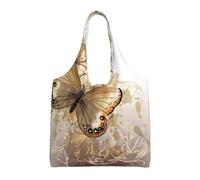 Liulannq Sac à main en toile avec motif floral et papillon, couleur respectueuse de l'environnement, peut être réutilisé, super durable et lavable.