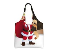 Liulannq Sac à main en toile avec motif Père Noël - Respectueux de l'environnement - Réutilisable - Super durable et lavable.