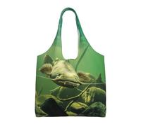 Liulannq Sac à main en toile avec motif poisson-chat sous-marin, sac à main coloré respectueux de l'environnement, peut être réutilisé, super durable et lavable.