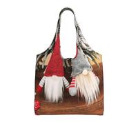 Liulannq Sac à main en toile colorée avec nains de Père Noël, peut être réutilisé, super durable et lavable.