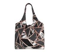 Liulannq Sac à main en toile marbré or rose à une épaule, sac à main coloré respectueux de l'environnement peut être réutilisé, super durable et lavable.