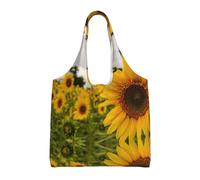 Liulannq Sac en toile jaune tournesol à une épaule, sac à main coloré respectueux de l'environnement peut être réutilisé, super durable et lavable.