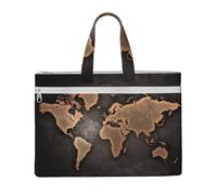 Liulannq Sacs à main en toile avec carte du monde rouille, sacs à main portables pour bureau et affaires, kits d'étude, sacs de rangement, super durables.