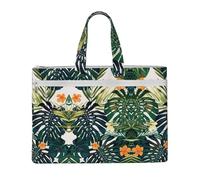 Liulannq Sacs à main en toile avec fleurs hawaïennes tropicales, feuilles de palmier, bureau et affaires, sacs à main portables, kits d'étude, sacs de rangement, super durables.