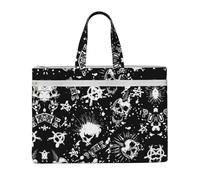 Liulannq Sacs à main en toile avec motif tête de mort punk, pour bureau et affaires, sacs à main portables, kits d'étude, sacs de rangement, super durables.