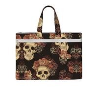 Liulannq Sacs à main en toile avec motif tête de mort rose, sacs à main portables pour bureau et affaires, kits d'étude, sacs de rangement, super durables.