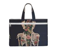 Liulannq Sacs à main en toile avec motif tête de mort squelette avec fleur, sacs à main portables pour bureau et affaires, kits d'étude, sacs de rangement, super durables.