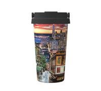 Liulannq San Francisco Couvercle de tasse ouvert à un seul bouton Protection de l'environnement et de la santé en acier inoxydable Portable Conservation de la chaleur et du froid, utilisé pour voyager
