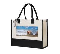 Liulannq Sea And Shells Sac à main élégant pour femme avec coutures en toile