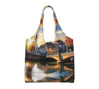 Liulannq Strasbourg Sundown Sac à main en toile à une épaule, couleur respectueuse de l'environnement, peut être réutilisé, super durable et lavable.