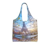 Liulannq Tour Eiffel 1 sac en toile à une épaule, sac à main coloré respectueux de l'environnement peut être réutilisé, super durable et lavable.