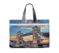 Liulannq Tower Bridge In London Sacs de classement en toile portables pour bureau et affaires, kits d'étude, sacs de rangement, super durables.