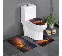 Liulannq Tree At Golden Sunset Lot de 3 tapis antidérapants en flanelle, doux et doux pour la peau, absorbants et antidérapants, faciles à entretenir. Profitez de chaque seconde de chaleur.