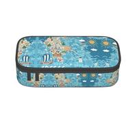 Liulannq Trousse à crayons avec compartiment de grande capacité Motif carte de Grèce