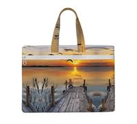 Liulannq Wild Goose By The Bridge Sacs à main en toile portables pour bureau et affaires, kits d'étude, sacs de rangement, super durables.