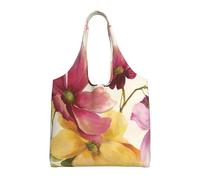 Liulannq Wtercolor Sac à main en toile à une épaule avec motif floral, sac à main coloré respectueux de l'environnement, peut être réutilisé, super durable et lavable.