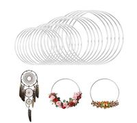 LIULINY 20 Pièces Cercle Metal, 5/10/15/20 cm Attrape Rêves Cercle Metal Argent, Anneau Attrape, Anneaux pour Art Flora Cerceau Decoration, Cerceau Mariage Decoration, Décoration Murale Arts Créatifs