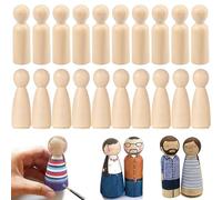 LIULINY 20 Pièces Poupée de Cheville en Bois, Figurines en Bois à Peindre90mmm, Petit Bonhomme Cylindre Formes (10 Hommes + 10 Femmes) pour Jouets, Peinture, Fête de Anniversaire Cadeau