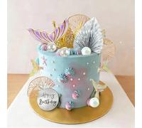 LIULINY 26 Pièces Decoration Gateau Anniversaire de Sirène Set, Décorations de Gâteau en Forme de Queue de Sirène Avec des Perles et une Queue, Pour Fête à Thème Décoration de Gâteau, Etc.