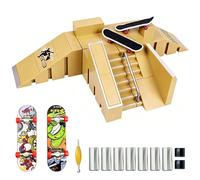 LIULINY 5 en 1 Rampes de Skatepark, Mini Skate Doigt Finger Skate Kit, Rampes pour Skateboard à Doigts, Rampe de Fingerboard à Monter Soi-Même, pour Jouets de Motricité Cadeaux D'entraînement Sportif