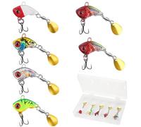 LIULINY 6 Pièces Leurres de Pêche, Leurres Spinnerbait Hameçons Vec Boîte de Rangement, Fishing Lures Appât à Brochet Spinnerbait, pour Perche, Truite, brochet, Sandre, Poisson Chat, Chevesne