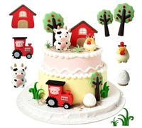 LIULINY 9 Pièces Décorations pour Gâteaux de la Ferme Décoration, Vache Décoration Gâteau Ferme Animaux Toppers, pour Baby Dhower, Gâteau D'anniversaire pour Enfants Fête