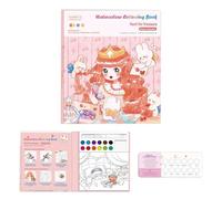 LIULINY Livre de Coloriage avec Peintures à L'eau, Livre de Coloriage Aquarelle, Watercolor Painting Book pour Enfants avec Peintures et Pinceaux, Cadeau D'anniversaire pour Garçons Fille