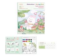 LIULINY Livre de Coloriage avec Peintures à L'eau, Livre de Coloriage Aquarelle, Watercolor Painting Book pour Enfants avec Peintures et Pinceaux, Cadeau D'anniversaire pour Garçons Fille