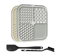 LIULINY Lot de 2 Tapis à Lécher pour Chien, Tapis Alimentaire Anti-Glisse en Silicone avec Spatule Noire et Brosse, Mat à Lécher pour Les Petits Chiens, pour Bain et Alimentation Lente Dressage