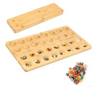 LIULINY Mancala Jeu de Société, 65 Jewel Jeu Kalaha, Mancala Jeu de Société en Bois Pliables et Faciles à Transporter, Echecs et Gemmes, pour Enfants et Adultes. Un Stratégie en Bois Passionnant