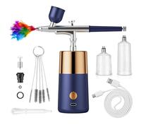 LIULIQ Aérographe Portable Automatique, Pistolet Haute Pression Anti-Obstruction avec Buse De 0,3 Mm Et Godet Métallique De 10 CC, Pression d'air De 150 KPa Et Débit De 9,5 L/Min pour Une Manucure