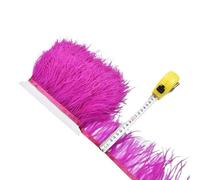 LiuliuBull 1 Meter Natural Ostrich Feather Fringe Trim - 8-10cm Colored Fluffy Feathers for Dress Sewing, Clothes Decor, and Party Decoration(Rose Red)