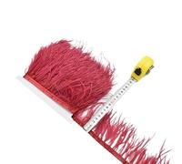 LiuliuBull 1 Meter Natural Ostrich Feather Fringe Trim - 8-10cm Colored Fluffy Feathers for Dress Sewing, Clothes Decor, and Party Decoration(Wine Red)
