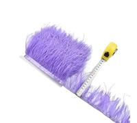 LiuliuBull 1 Meter Natural Ostrich Feather Fringe Trim - 8-10cm Colored Fluffy Feathers for Dress Sewing, Clothes Decor, and Party Decoration(Light Purple)