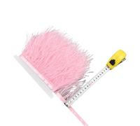 LiuliuBull 1 Meter Natural Ostrich Feather Fringe Trim - 8-10cm Colored Fluffy Feathers for Dress Sewing, Clothes Decor, and Party Decoration(Light Pink)