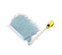 LiuliuBull 1 Meter Natural Ostrich Feather Fringe Trim - 8-10cm Colored Fluffy Feathers for Dress Sewing, Clothes Decor, and Party Decoration(Light Blue)