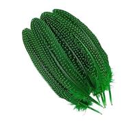 LiuliuBull 10 Plumes de pintade Teintes à Pois - 15-20 cm - Décoration Artisanale for centres de Table de fêtes(Grass Green)