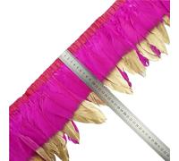 LiuliuBull 2 Yards de galons de Plumes d'oie dorées - Franges de Ruban de Plumes Naturelles for Loisirs créatifs et Accessoires de Mode(Rose Red)