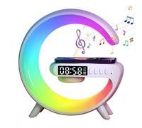 LIULIUDA Lampe chargeur sans fil, veilleuse sans fil, lampe LED en forme de G, haut-parleur de chargement de téléphone, minuterie, réveil, chargeur de couleur, lampe de bureau intelligente, cadeau