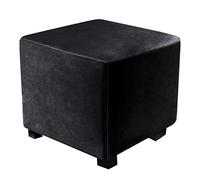 LIULIWEIFA Velours Housses de Pouf Housse de Ottomane Petit Carrées Extensibles Housse Ottomane Housse de Tabouret de Rangement Pliant Carré Housse de Repose-Pieds,Noir,38x38cm