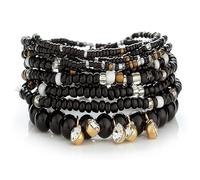 Liumarvexia Bracelet à breloques empilé avec perles bohèmes et strass - Avec coffret cadeau - Pour femme - Pour l'été, la plage, les fêtes - Bijoux extensibles, adjustable