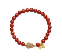 Liumarvexia Bracelet en agate rouge naturelle de 6 mm - Bracelet extensible en perles - Avec coffret cadeau - Pour femme, épouse, petite amie, adjustable, Jade chaude naturelle, agate rouge