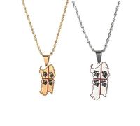 Liumarvexia Collier avec pendentif carte de la Sardaigne - Goutte d'huile - Pour homme et femme - Tendance - En acier inoxydable, 50cm, Acier inoxydable