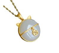 Liumarvexia Collier avec pendentif chat porte-bonheur en jade naturel Hotan - Élégant collier vintage avec coffret cadeau pour femme, épouse, maman, grand-mère, 50cm, Jade