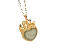 Liumarvexia Collier avec pendentif château en jade blanc - Élégant collier vintage avec coffret cadeau pour femme, épouse, maman, grand-mère, 50cm, Jade
